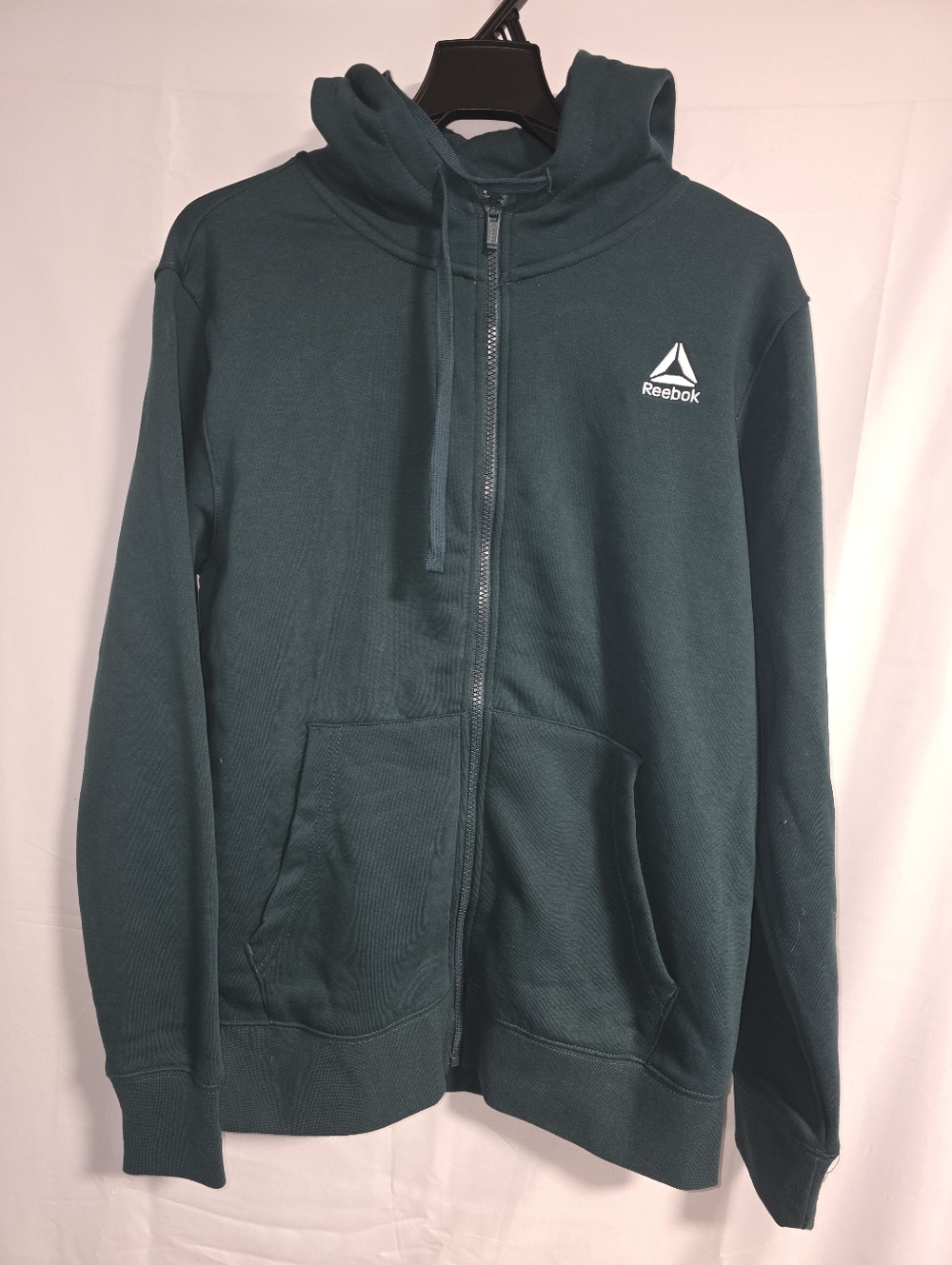 New W Tags Unisex Reebok Deep Green Full-Zip Hoodie with Logo